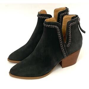 Dolce Vita Heeled Pointed Toe Suede Western Bootie Black Dark Gray Size 6.5 NEW